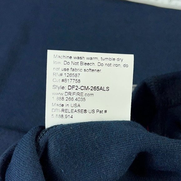 Drifire Mens Hrc 2 Activewear Long Sleeve Top Blue Crew Flame Resistant S New - Picture 8 of 9